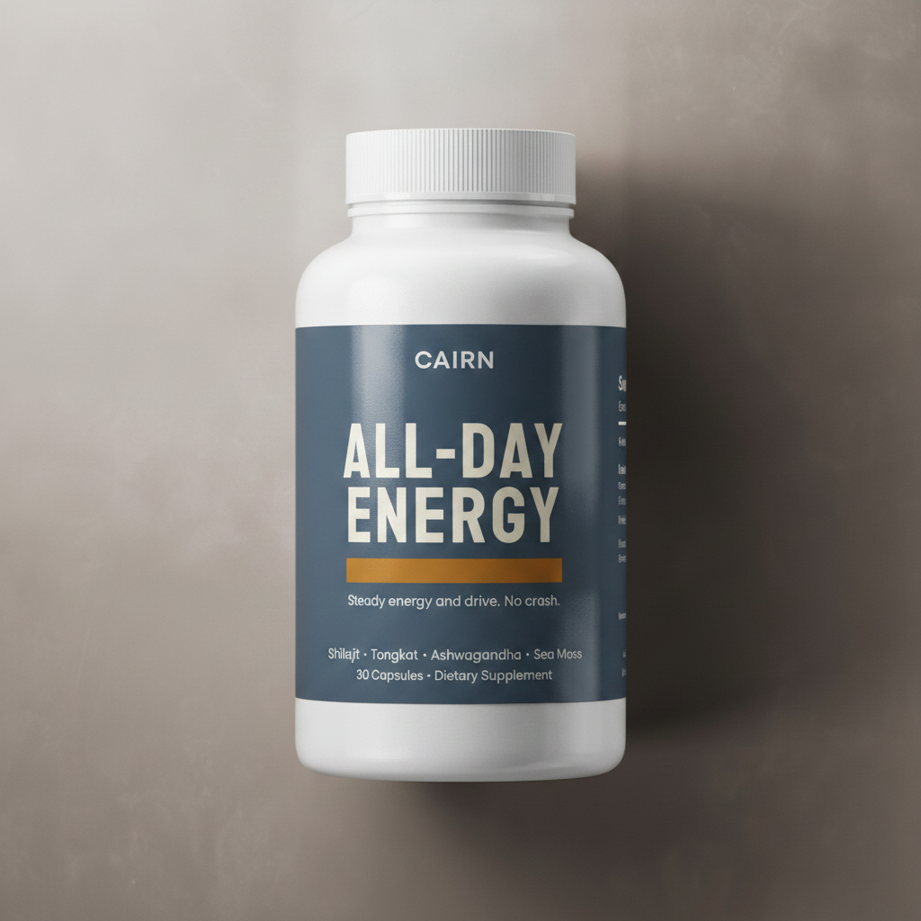 Cairn All-Day Energy bottle: shilajit, Tongkat, ashwagandha and sea moss, 30 vegetarian capsules